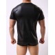 Men's Leather Underwear Short Sleeve T-shirt Undershirt Lingerie Top