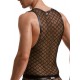 Men Sexy Mesh Plaid Transparent Tank Tops Undershirts For Fun Party Vest 