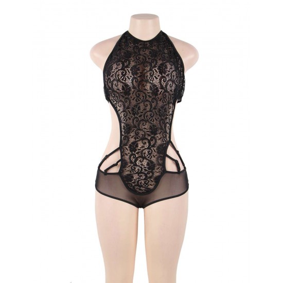 Plus Size Black Lace Two-piece Sexy Teddy