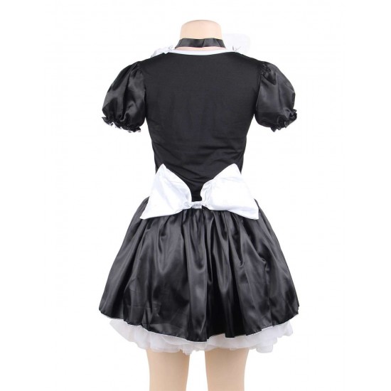 Halloween Satin French Maid Adult Uniform Fancy Dress Costume