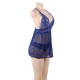 Blue Elegant Backless Fly-away Babydoll