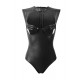 Black Leather Open Bust Teddy