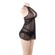 Plus Size Elegant Black Lace backless Sexy Babydoll