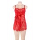 Sexy Red Eyelash Trim Lace Babydoll Set