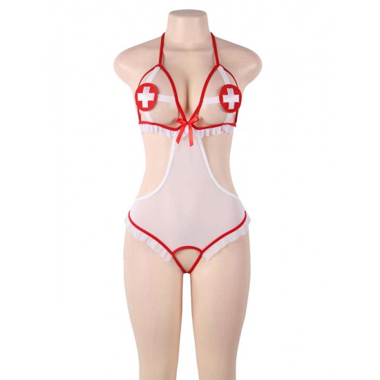 Plus Size Sexy Nurse Costume Teddy