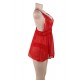 Plus Size Red Elegant Backless Fly-away Babydoll