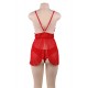 Plus Size Red Elegant Backless Fly-away Babydoll