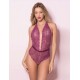 Purple Deep V Exquisite Lace Teddy