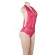 Pink Deep V Exquisite Lace Teddy