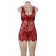 Plus Size Red Eyelash Lace Sexy Babydoll