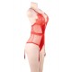 Red Deluxe Satin Lace Stitching Teddy