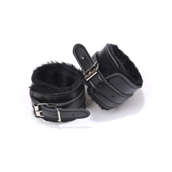 Black SM Bondage Sex Leather Handcuffs