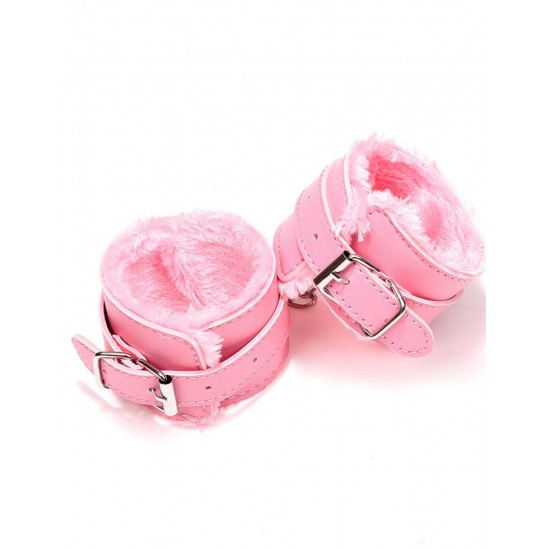 Pink SM Bondage Sex Leather Handcuffs