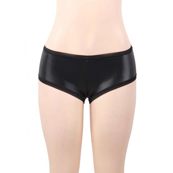 Plus Size Leather Lift Hip Black Panty