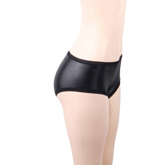 Plus Size Leather Lift Hip Black Panty