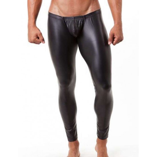 Sexy Men Leather tight Long Pants