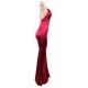 Dark Red Elegant Halter Satin Slim Maxi Dress