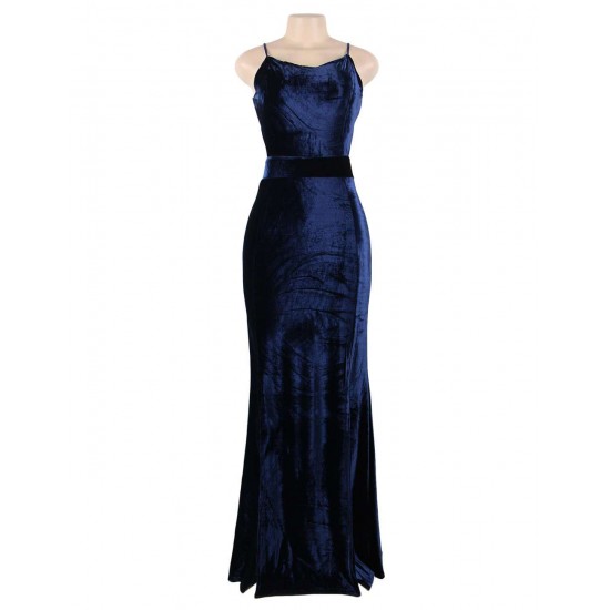 Slim Strap Halter Velvet Fashion Casual Long Dress