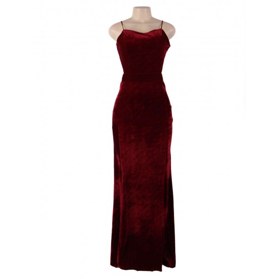 Slim Strap Halter Velvet Fashion Casual Long Dress