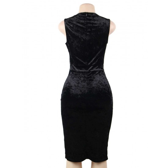 Velvet Sparkle Sleeveless Midi Vest Dress