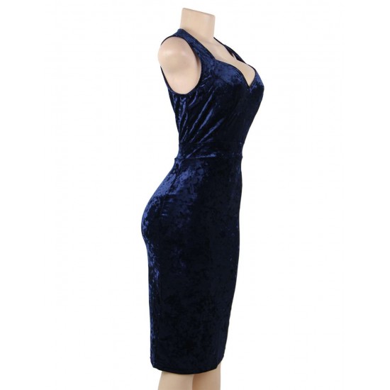 Velvet Sparkle Sleeveless Midi Vest Dress