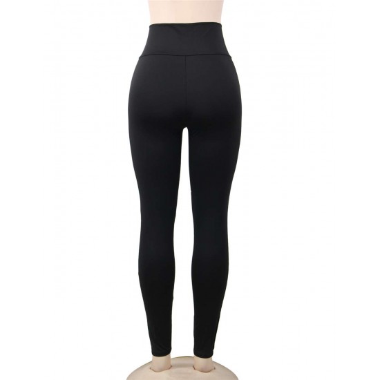 Black Lace-up High Waist Fitness Yoga Leggings