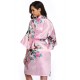  Flower And Bird Short Kimono Pink Satin  Wrap  Pajamas 