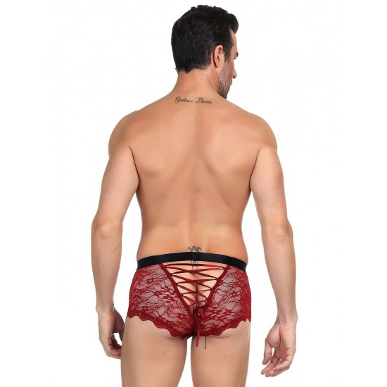 Sexy Red Lace Strappy Panty For Men