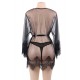 Black Sexy Lace Transparent Pajamas Underwear Set