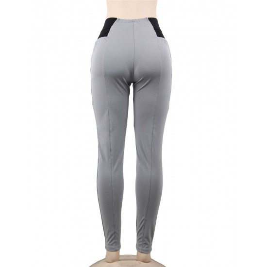 Elastic Thin Leg Zipper Design Leggings Solid Mid-calf Leggings Pants