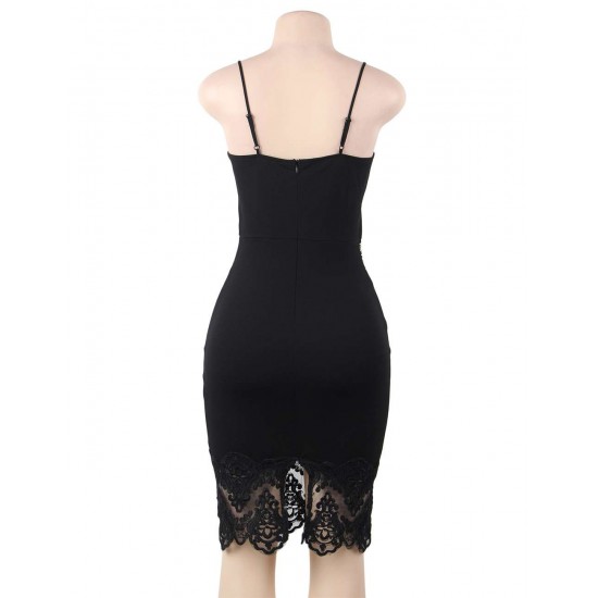 Sexy Women Black Embroidered Fashion Dress