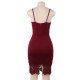 Sexy Women Dark Red Embroidered Fashion Dress