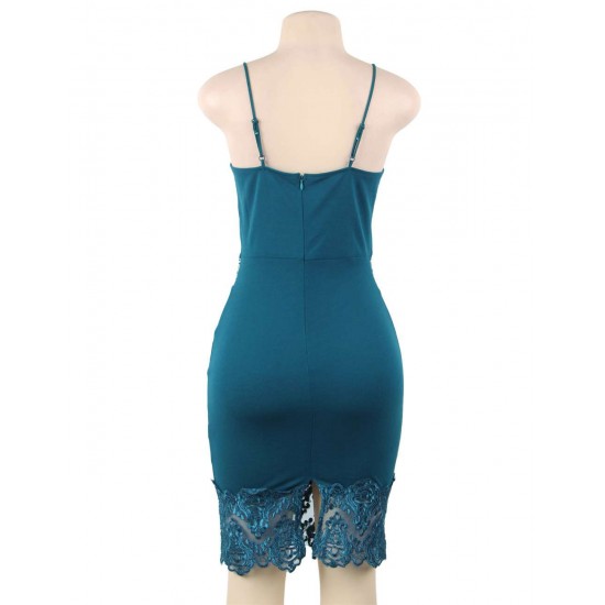 Sexy Women Dark Blue Embroidered Fashion Dress