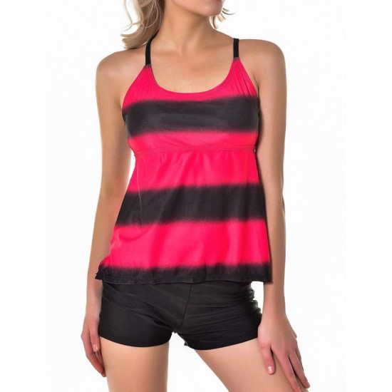 Red Striped Print Sexy Summer Women Swimsuit