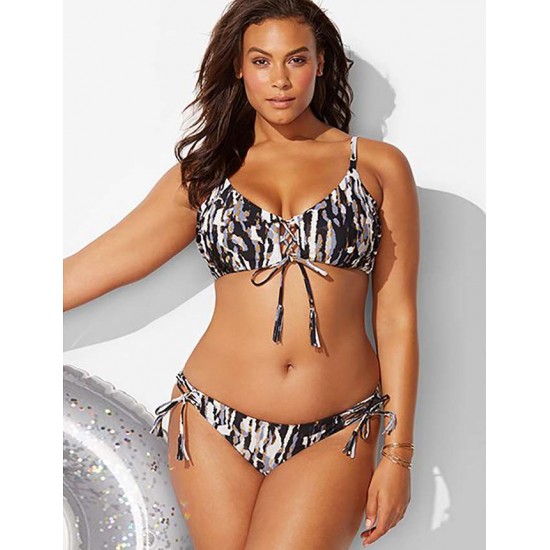 Plus Size Fashion Print Sexy Summer Women's Bikini Set