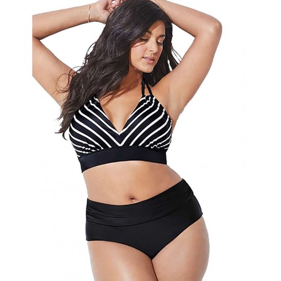 Plus Size Fashion Striped Sexy Summer Women's Bikini Set