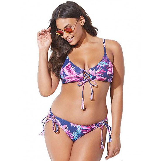 Plus Size Fashion Print Sexy Summer Women's Bikini Set