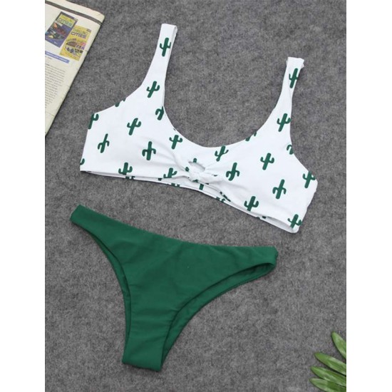 Cute Cactus Printing Sexy Summer Women's Bikini Set