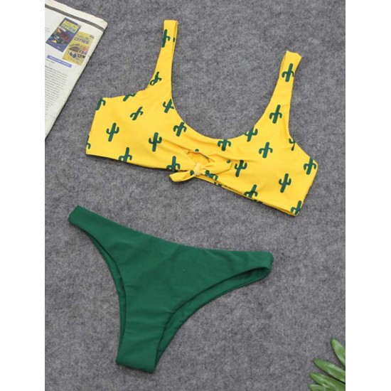 Cute Cactus Printing Sexy Summer Women's Bikini Set