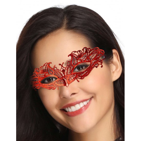 Glamorous Red Lace Eye Mask