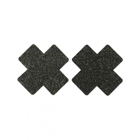 Black Glitter Cross Nipple Cover