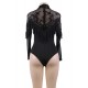 Black Lace Fringe Decoration Long Sleeve Teddy