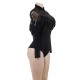 Black Lace Fringe Decoration Long Sleeve Teddy