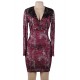 Purple Red Velvet Glitter Long Sleeve Fashion Dress