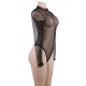 Long Sleeve Sexy Rhombus Mesh Ladies Teddy