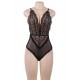  Black Lace Stitching Backless Teddy