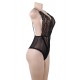  Black Lace Stitching Backless Teddy