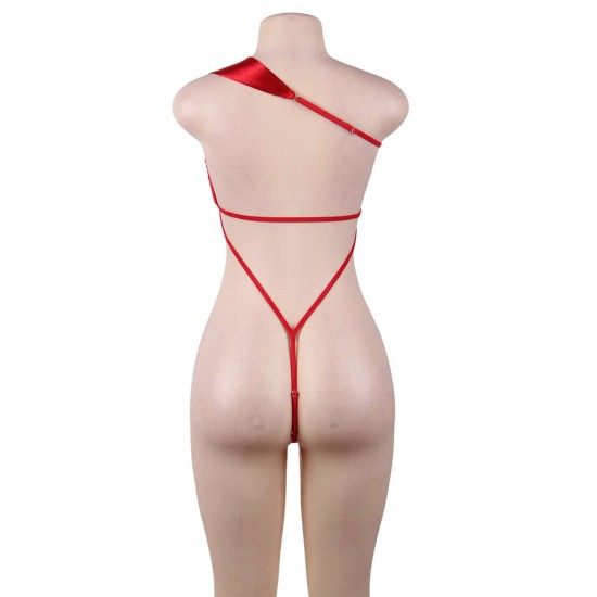 Plus Size Club Bar Red Silk Bowknot Element Adult Sexy Lingerie 