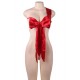 Plus Size Club Bar Red Silk Bowknot Element Adult Sexy Lingerie 