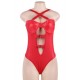 Plus Size Red Leather Women Sexy Teddy 